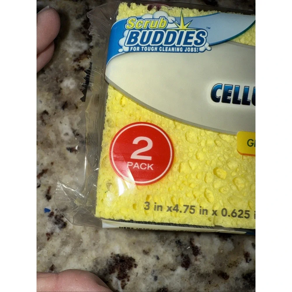 2-2pk (total 4)Scrub Buddies Cellulose‎ Sponges for Dishes Sinks Countertops5053